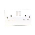 13A 2-Gang Switched Double Socket, White Finish (02019)