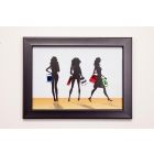 Framed Crystal Wall Art - Glamour Ladies And Handbags, Black Frame, Blue, Clear, Green, Red Crystal 40x30x3.2cm