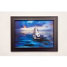 Framed Crystal Wall Art - Play Sailing, Black Frame, Clear Crystal 40 x 30 x 3.2cm