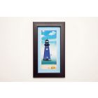 Framed Crystal Wall Art - Aqua Lighthouse, Black Frame, Clear, Blue Crystal 40x23x3.2cm