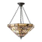 Clematis Large Inverted Tiffany Ceiling Hanging Lamp, 50cm (3 X E27 60W)