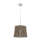 Eglo 96197 SENDERO Satin Nickel / Dark Brown Wood Slats Pendant Light, E27