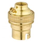 B22 Brass Lampholder 10mm Thread Thread Skirt with Shade Ring Unswitched - Brass