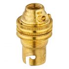 SBC/B15 Brass Lampholder 10mm Thread Thread Skirt with Shade Ring Unswitched - Brass