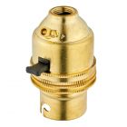 B22 Brass Lampholder 10mm Thread Pushbar Switched - Brass